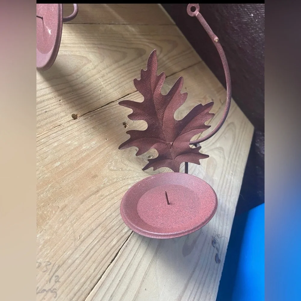 Rustic Leaf Wall Candle Holders